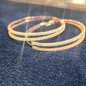 BRAND NEW Rose gold cubic zirconia hoop earrings GET 2 PAIRS FOR $6 (2 for 1)